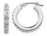 Accent Diamond Hinged Hoop Earrings in 14K White Gold (2/3 Inch)